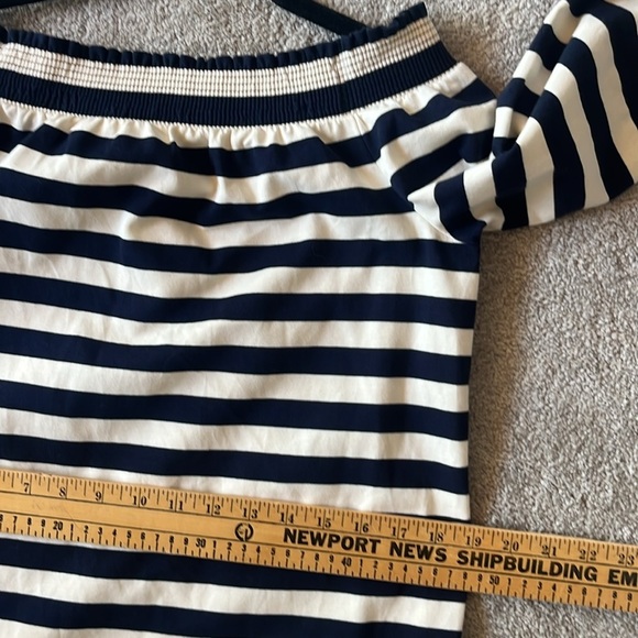 J. Crew Navy and Cream Striped Off Shoulder Dress Size XS - Picture 10 of 10